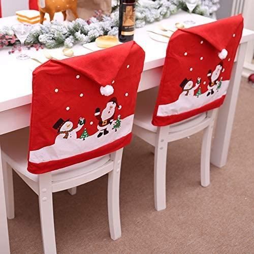 Lot De 4 Housses De Chaise De Noël, 24 X 20 Pouces, Housses De Dossier De Chaise En Non Tisse Avec Chapeau De Pere Noel Et Adhesif Housses De Chaise De  P14664059