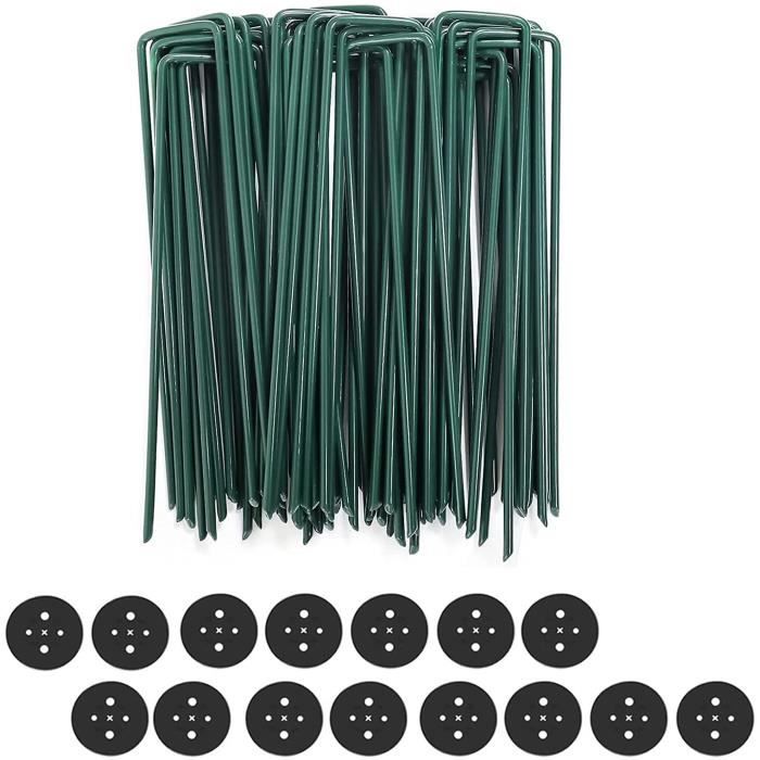 60 Piquets De Jardin Galvanisés 10cm Avec 60 Rondelles - Sardines Fixation Sol Robuste Pour Paillis Et Tentes