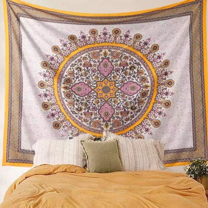 Hippie Mandala Tapisserie Jaune Wall Hanging psychedlic tapisseries Chambre Art Décoration