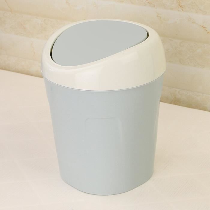 Poubelle étroite 10 Litres Avec Couvercle Pressoir - Design Gain De Place Pour Salle De Bain, Chambre, Bureau - 32x32x15 Cm