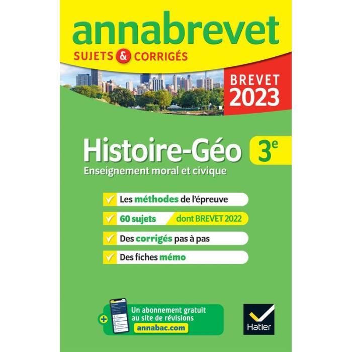 Annales du brevet Annabrevet 2023 Histoiregéographie EMC 3e
