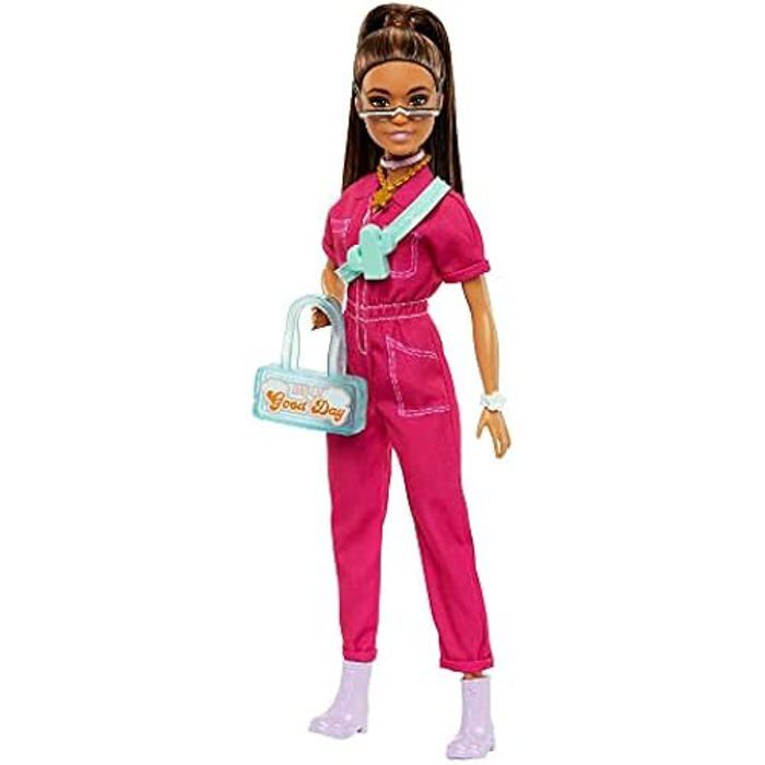 Poupée Mannequin - BARBIE - Barbie Poupée Mannequin - Combinaison Rose - Accessoires Tendance - Chiot Inclus