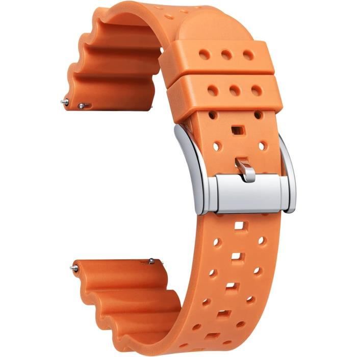 VINBAND Bracelet Montre Silicone Libération Rapide – Souple, Étanché, Boucle Acier Inoxydable – 18/20/22/24 Mm – Idéal Sport & Quotidien