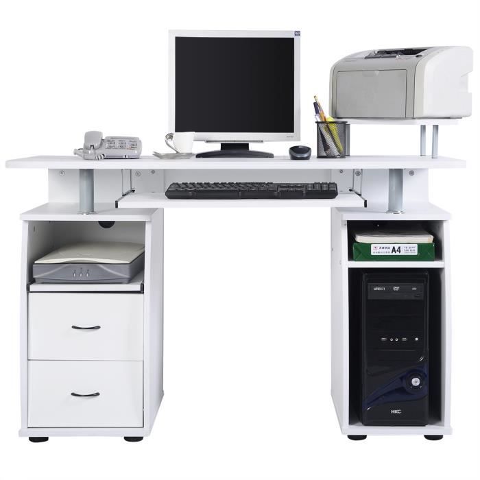 Costway Bureau Informatique Multimedia Table De L Ordinateur Blanc Avec Tablette Coulissante Pour Clavier 2 Tiroirs 120x55x85 Cm Achat Vente Meuble Informatique Costway Bureau Informatique Soldes Sur Cdiscount Des Le 20 Janvier Cdiscount