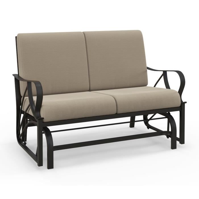 Fauteuil à Bascule de Jardin 2 Places - COSTWAY - Accoudoirs Incurvés - Charge 300KG