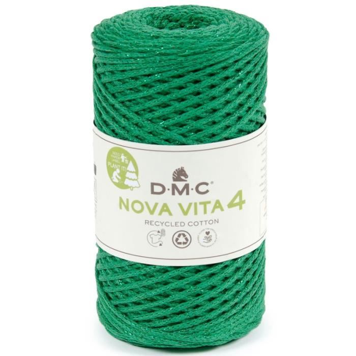 Fil coton recyclé DMC Nova Vita 4 mm - Effet Métallisé - Plusieurs Coloris Disponibles - 250 g 08 - Vert
