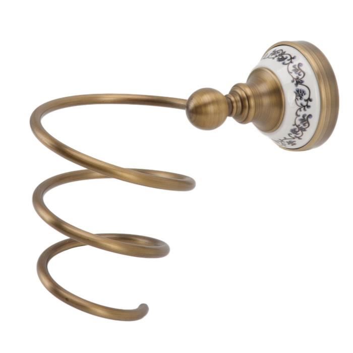 Support de Sèche-cheveux en Spirale en Laiton Antique, Organisateur Mural de Salle de Bains, Outils de Soins Capillaires Robustes et Durables, Support Suspendu pour Salle