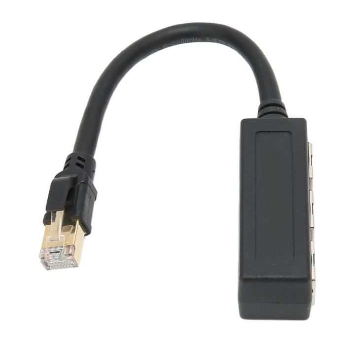 Adaptateur RJ45 CAT6 Double Prise Pass-Through - Module Rond En Alliage Zinc, Pour Panneau 86mm - Connexion Angle Droit
