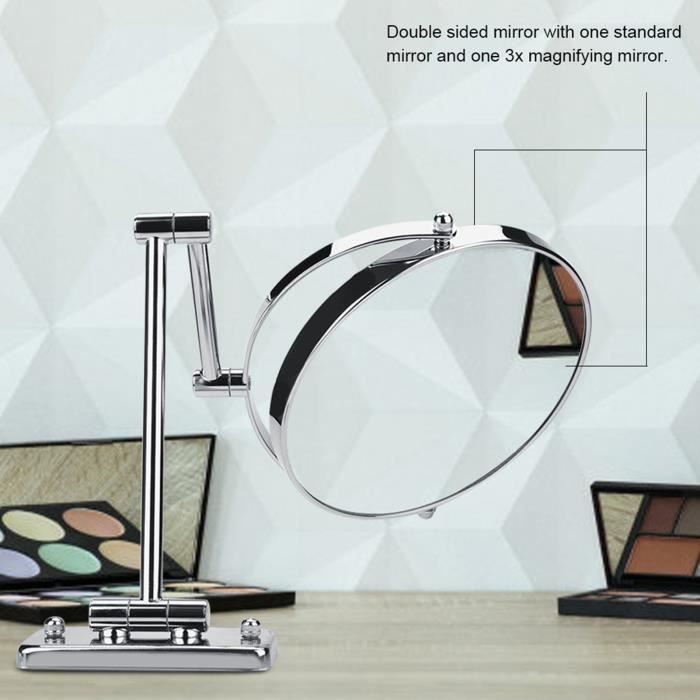 JALAL Miroir Mural, Miroir de Rasage de Salle de Bain à grossissement 3X Miroir pivotant de vanité grossissant, Bras pivotant et Extensible à 360 °, Fini