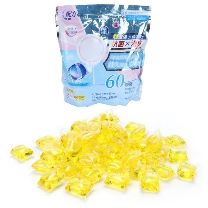 HURRISE Dosette de lessive 60pcs Capsule de Perle à Linge 8g Nettoyant de Dissolution