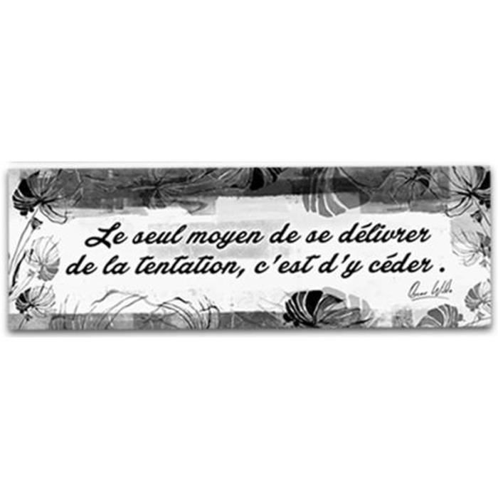 Toile Createur Citations Gris Le Seul Moyen De Se Delivrer De La Tentation C Est D Y Ceder Wilde 90x30 Cm A0162 Cdiscount Maison