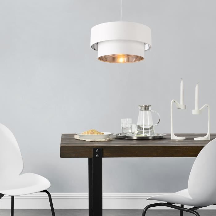 Suspension Lopar E27 Diamètre 40 cm Blanc Argenté Suspension Lopar E27 Diamètre 40 cm Blanc Argenté