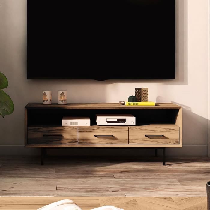 meuble tv bois hêtre 3 tiroirs paola