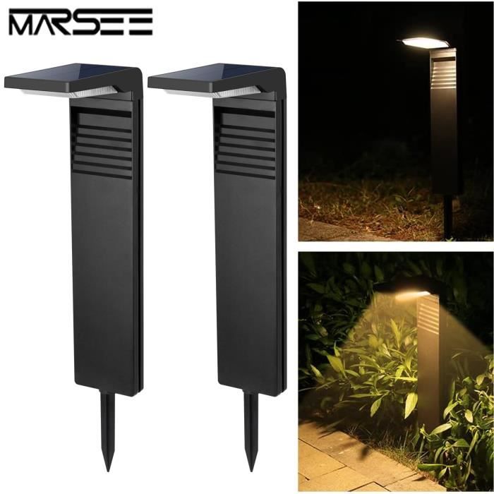2 Pcs Lampes solaires pour jardin extérieur - MARSEE - avec capteur Lampes solaires - Blanc Chaud - Pour Allée,Cour,Pelouse,Chemins
