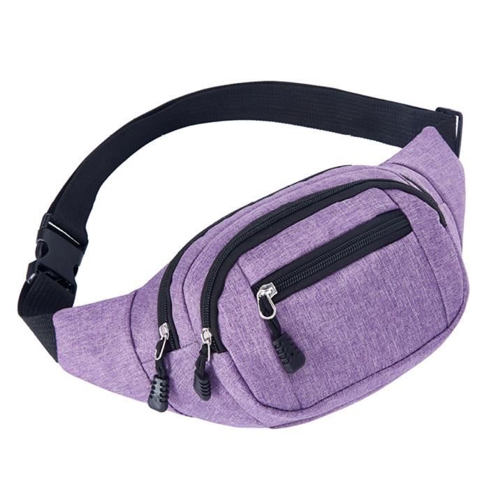 Sac Banane en Toile Imperméable de Sport Fashion Multifonction Pour Homme et Femmes - Violet