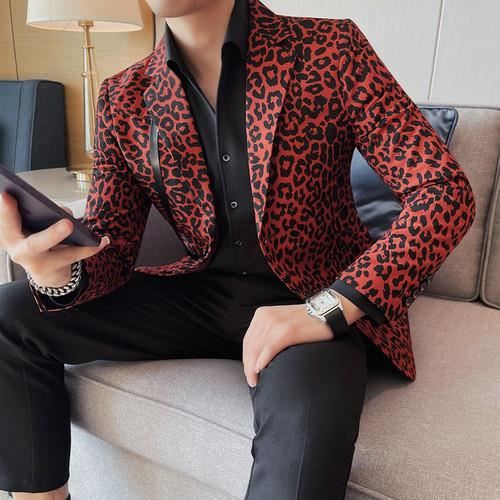 Veste de costume imprime leopard pour homme Slim decontracte Business Blazer masculin tenue de chanteur de scene de Rouge B5842 Blanc Cdiscount Pret a Porter