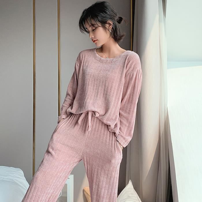 Essentials Ensemble Pyjama À Manches Longues et Pantalon en Flanelle Légère Ensemble Pyjama Femme