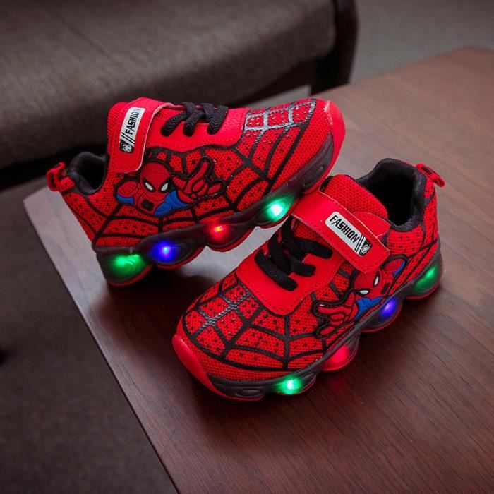 Baskets lumineuses Spiderman pour enfants - ECELEN - Semelle lumineuse à LED