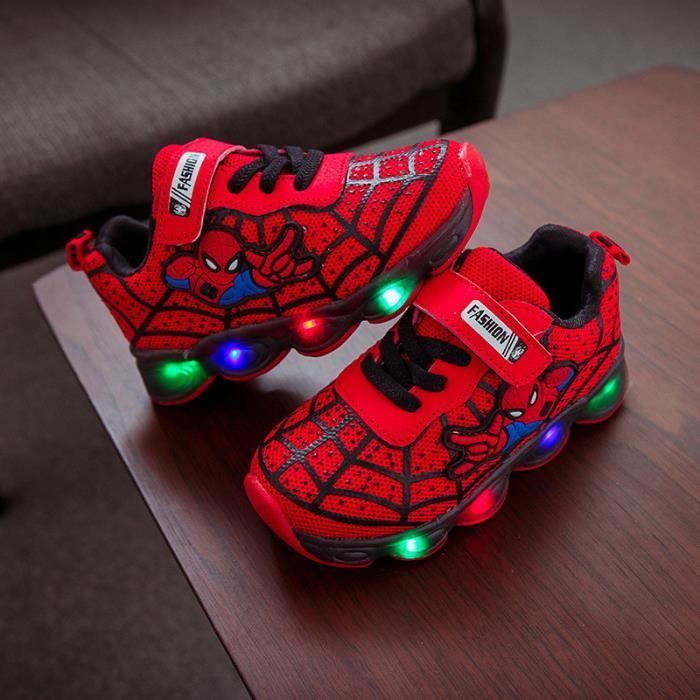 Baskets Spiderman Pour Garçons Et Filles, Chaussures Lumineuses À