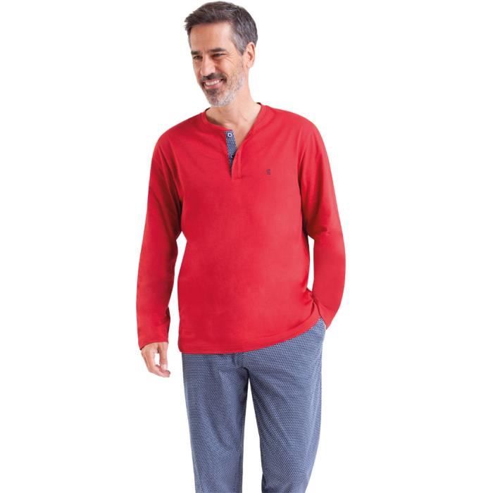 EMINENCE Pyjama long col V Jersey Rouge HOMME Rouge imprim rouge
