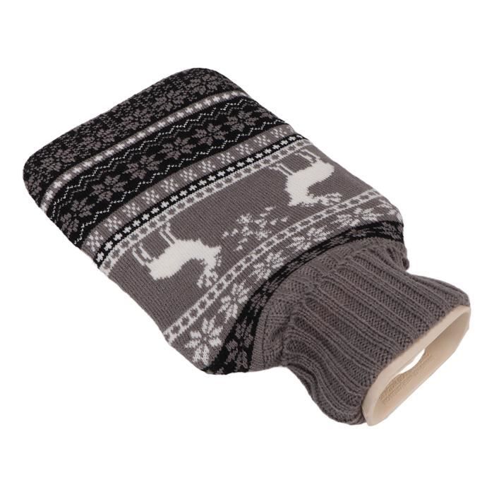 Bouteille D'eau Chaude Avec Couverture Tricotée - 2L Gris Foncé Nicola Spring - Caoutchouc Doux