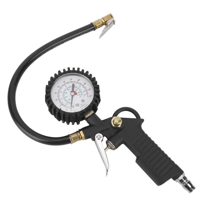 Manomètre Pression Pneu 220 PSI - Avec Poignée De Gonflage Et Dévissage De Valve - Pour Voiture, Moto, Vélo - 14