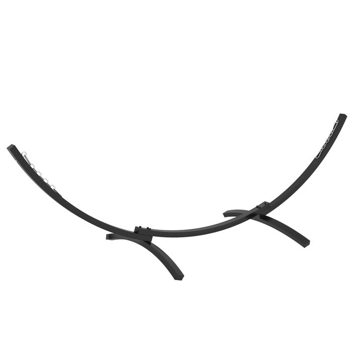 Support Pied de hamac Outsunny Structure Robuste métal époxy longueur 360 cm pour hamacs de 270 à 330 cm gris