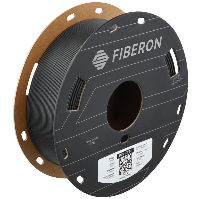Filament 3D - Fiberon - PET-CF17 - 500g - Renforcement en fibre de carbone - Résistance à la chaleur