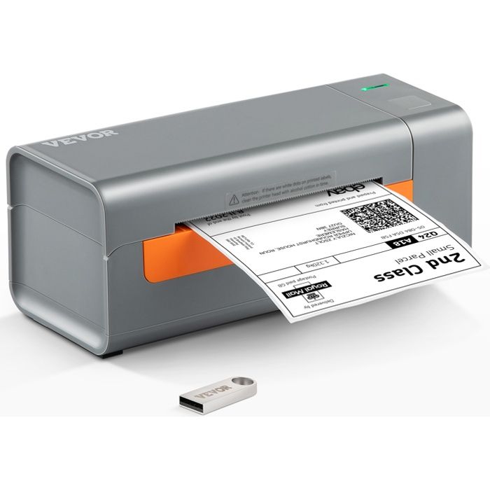 Imprimante détiquettes Thermique – VEVOR – 4×6 Code à Barres USB Haute Vitesse 150 mm/s 203 dpi pour Colis Expédition – Gris