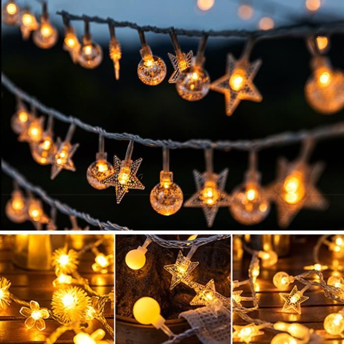 Guirlande Lumineuse LED à Piles - 1 M, 10 LEDs - Blanc Ou Multicolore - Pour Déco Noël, Anniversaire, Fêtes