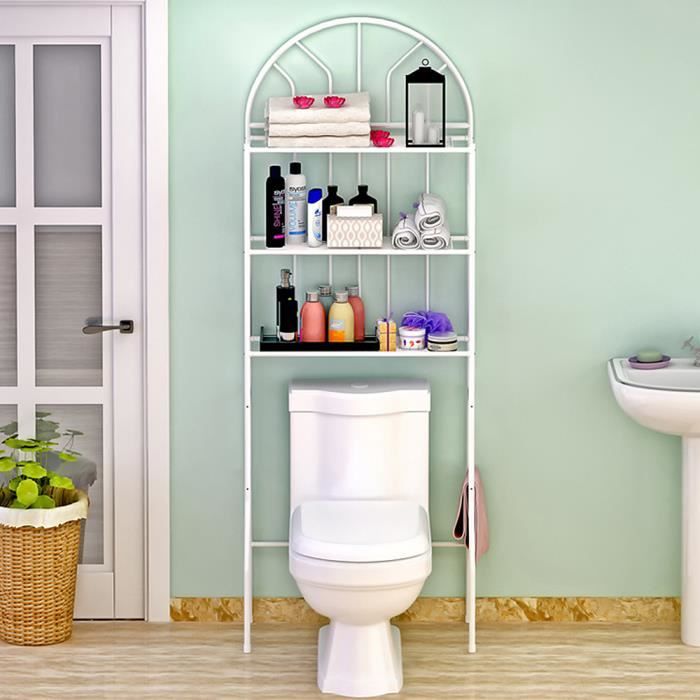 Armoire de rangement pour salle de bain - QUIIENCLEE - Colonne - Blanc - Métal - 62x34x117cm