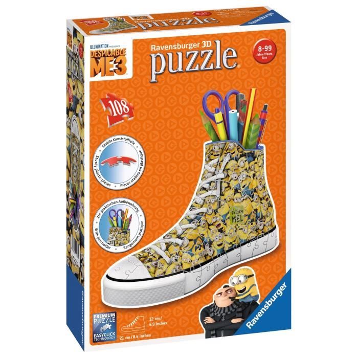 Puzzle 3D Ravensburger – Sneaker Astronautes, Pot à Crayons De 108 Pièces, Sans Colle, Dès 8 Ans