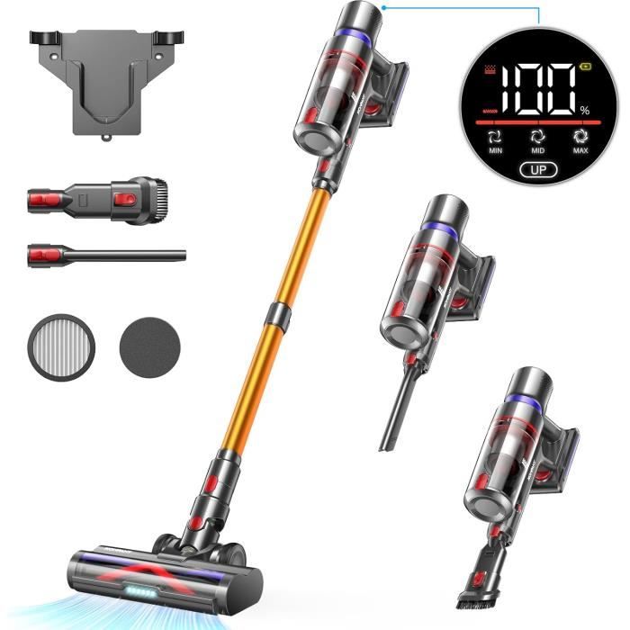 V15 Aspirateur Balai Sans Fil 500W, 40Kpa Aspirateur Sans Fil Puissant V15 Aspirateur Balai Sans Fil 500W, 40Kpa Aspirateur Sans Fil Puissant