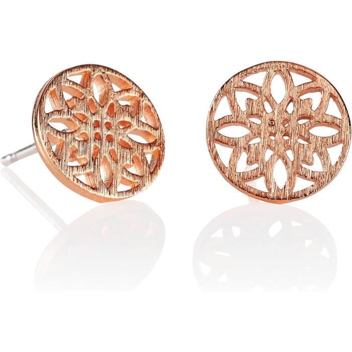 Boucles D'oreilles Disques Multi-articulées – Originales, Couleur Cognac Translucide, Métal Argenté – Occasion