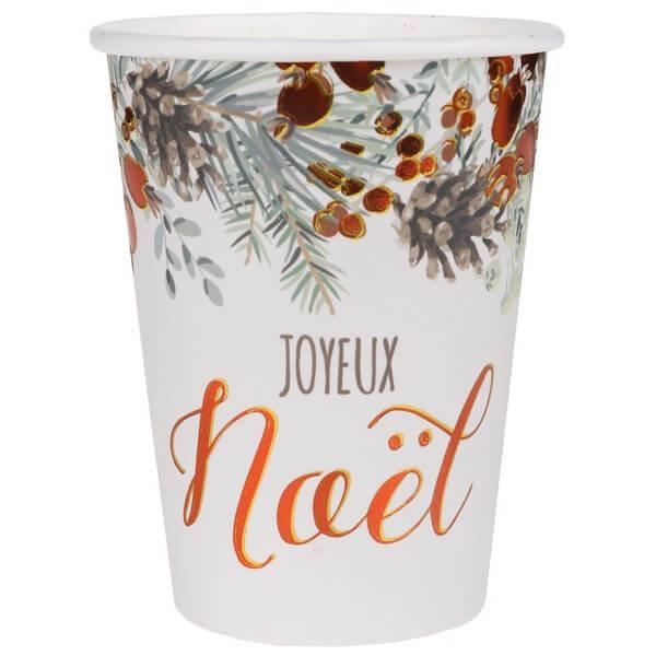 Gobelet en carton Joyeux Noël Champêtre floral cuivré (x10) REF/7447 -  Cdiscount Maison