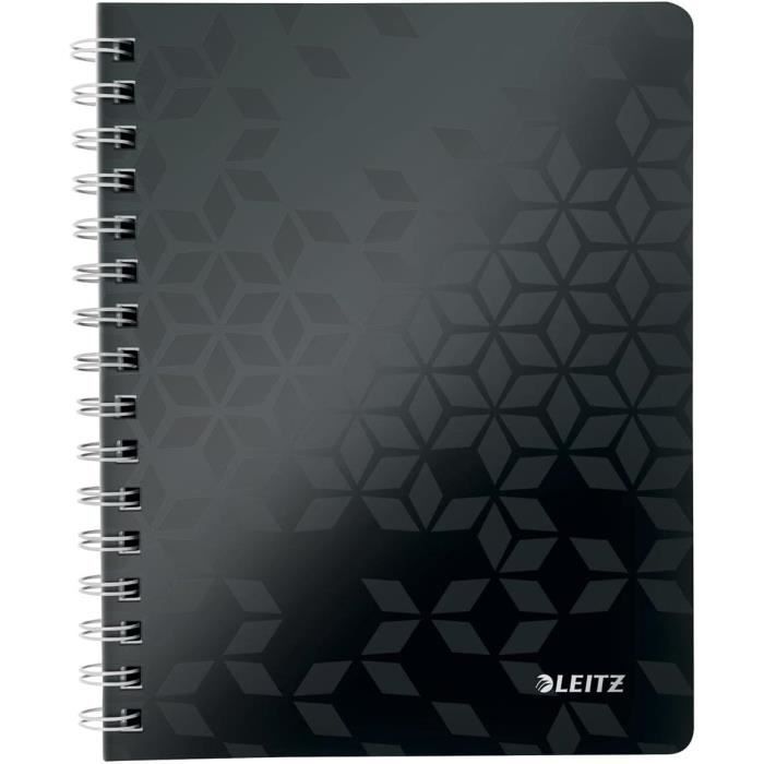 Cahier à Spirales Leitz WOW A5 Quadrillé 160 Pages – Noir – Qualité Premium
