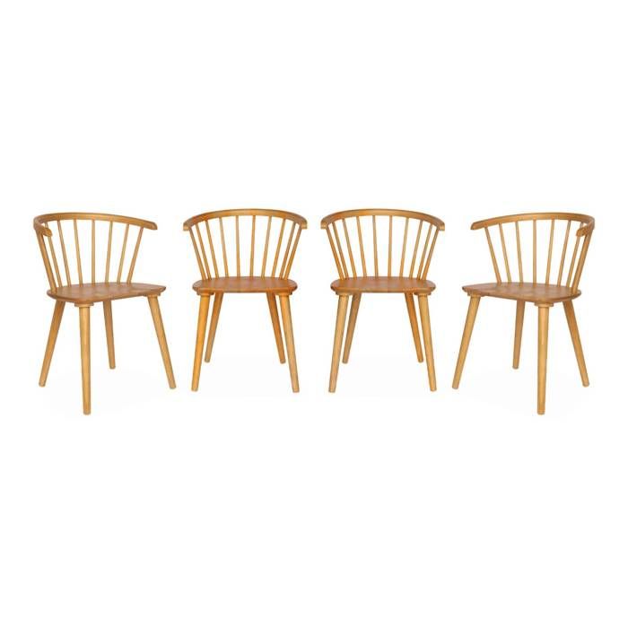 Lot de 4 chaises naturelles à barreaux en bois et contreplaqué. Paula. L 51 x P 53 x H 75cm Lot de 4 chaises naturelles à barreaux en bois et contreplaqué. Paula. L 51 x P 53 x H 75cm