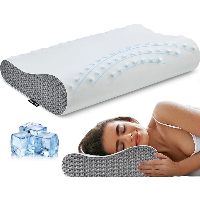Ehomfory Oreiller Ergonomique Cervical Memoire Forme, Oreiller Ergonomique à Mémoire de Forme pour Les Dormeurs sur Le côté, Le Dos et Le Ventre (Blanc) - Linge de maison
