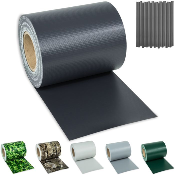Brise-vue - TECTAKE - Bandes brise-vue en PVC de 35 x 19 m protection intempéries et soleil fixations incluses - Gris anthracite