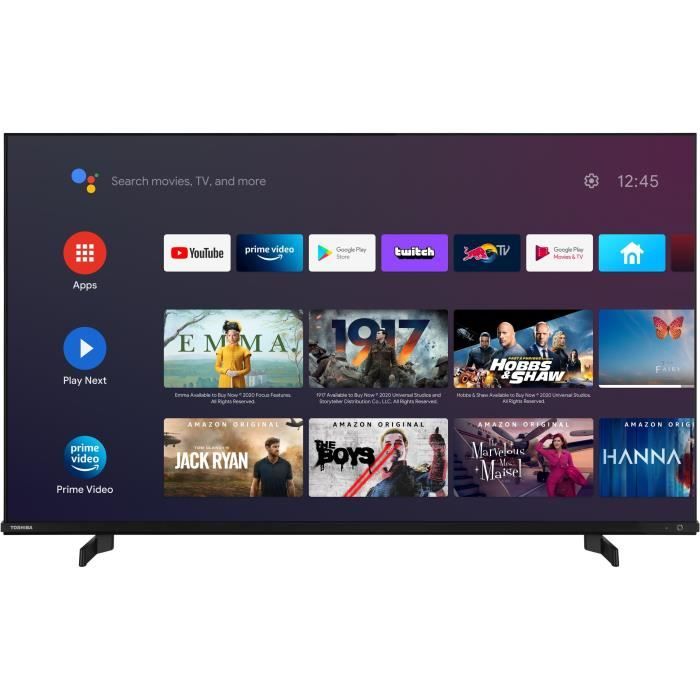 TV QLED TOSHIBA - 50QA4263DG - 50 (126 cm) - 4K UHD 3840x2160 - Dolby Vision - Smart TV Android - 3x