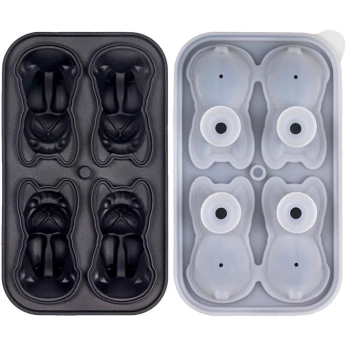 Moule à Glace En Forme De Bouledogue Français - Silicone 3D Réutilisable Pour Whisky, Cocktails, Cafés Glacés - Cadeau Original Pour Fans De Chiens