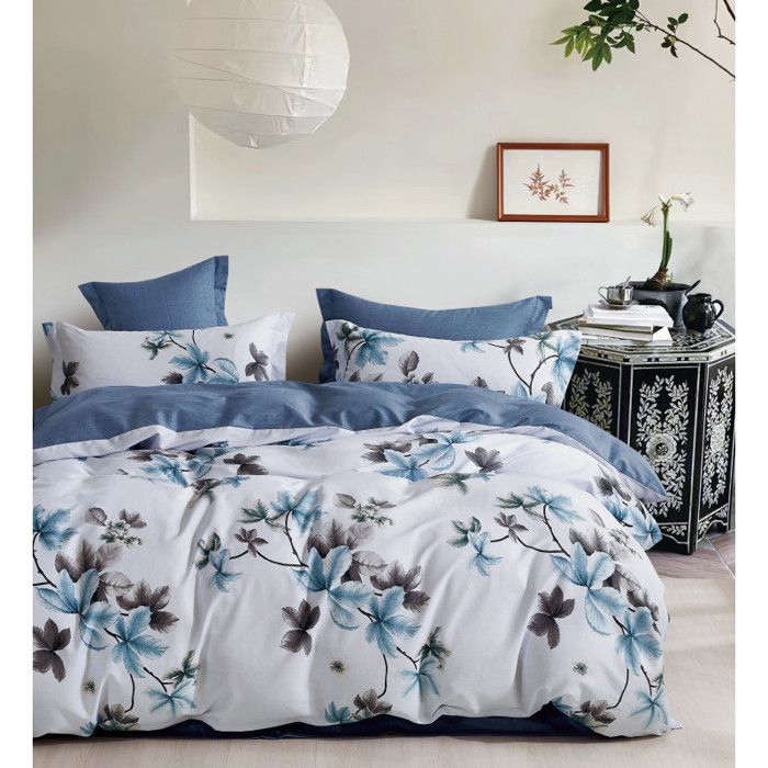 Parure de couette Imprimé double face percale de coton peigné 80 fils/cm² pour lit 140 à 160 - 90x190 Parure de couette Imprimé double face percale de coton peigné 80 fils/cm² pour lit 140 à 160 - 90x190