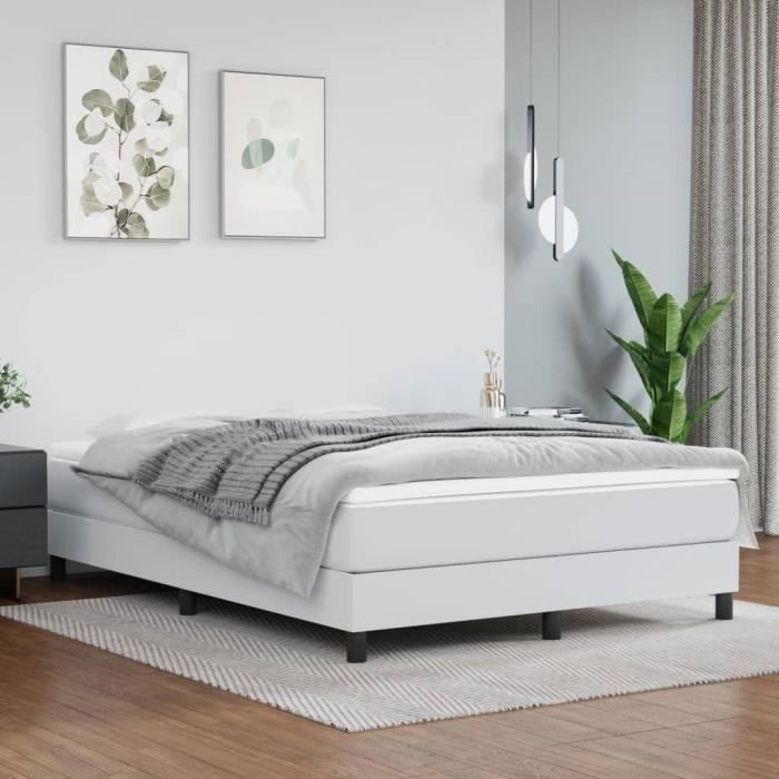 Sommier à lattes de lit confortable - VIDAXL - Blanc - Similicuir - 140 x 190 cm
