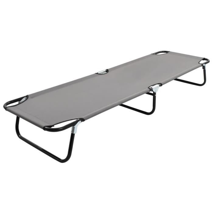 Chaise longue - pliable - gris Acier - 190x58x28 cm
