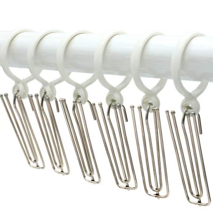 Lot De 50 Crochets De Rideau En Acier Inoxydable - Pour Rideaux, Douche, Caravane - Avec Boîte De Rangement