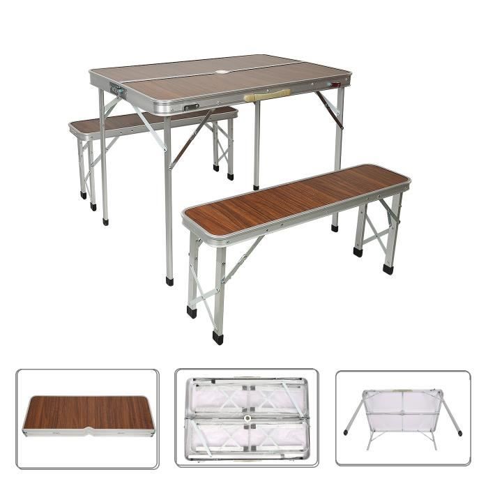 Table Camping Portable Pliante - Petit Bureau Angle Incourbé 34.5x39.5cm Fixation X Randonnée