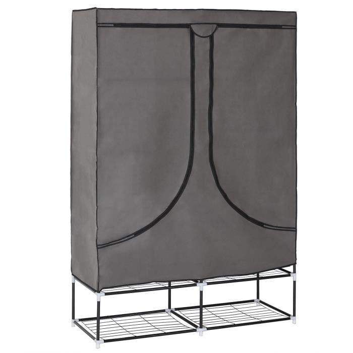 WOLTU Armoire de rangement en tissu, tube en métal, Penderie de chambre