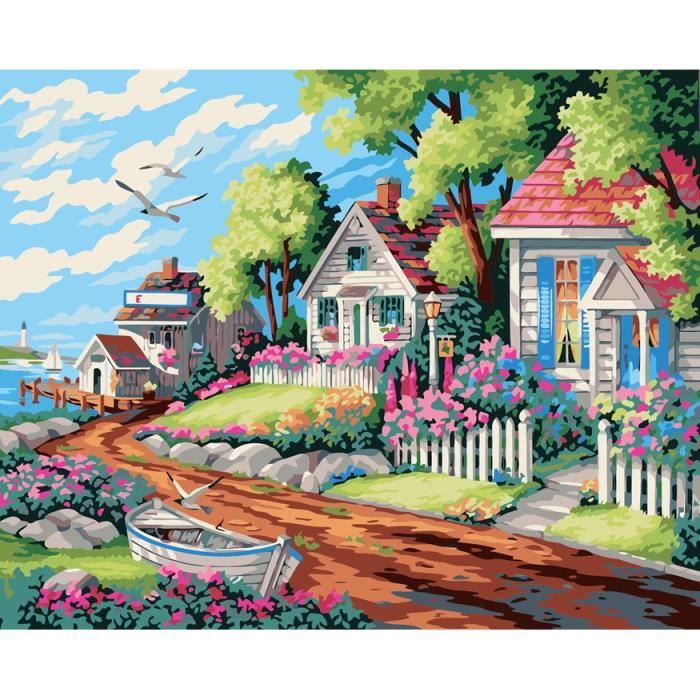YEESAM ART Peinture Par Numéros Kits Sans Cadre 16 X 20 Pouces – Maison