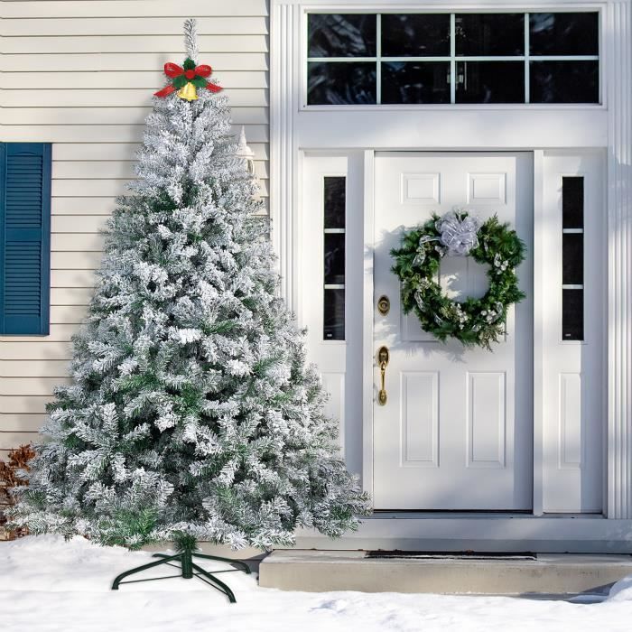 Sapin de Noël Artificiel 180cm avec Effet Neige, PVC Arbre de Noël pour
