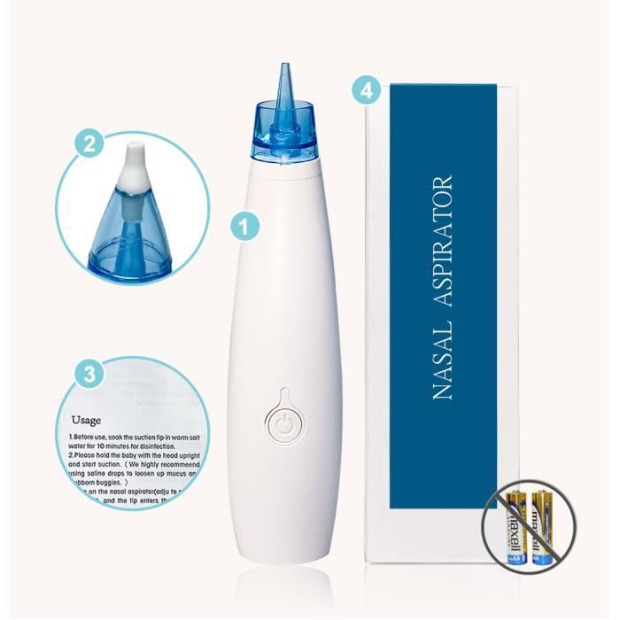 Aspirateur Nasal Bébé Électrique 5 Niveaux - Mouche Bébé Avec Musique Lumière Et 3 Buses Silicone